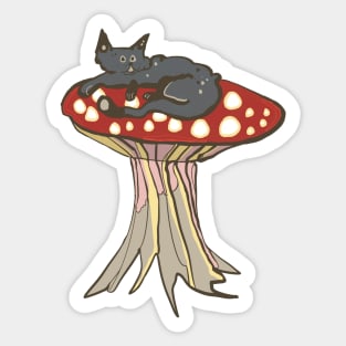 Cat on a Mushroom Sticker